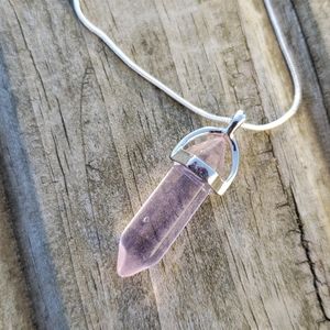 Pink Quartz Pendant Necklace